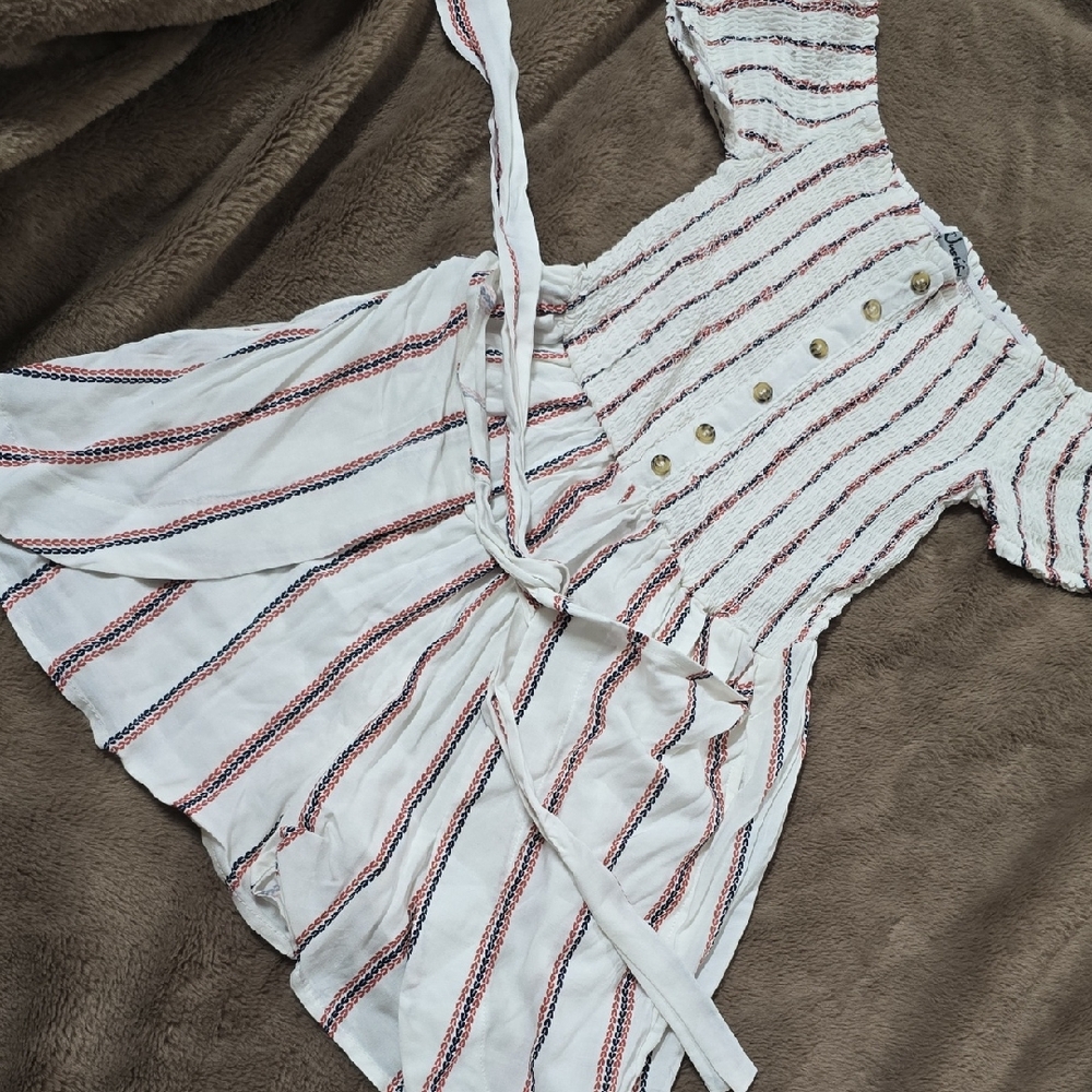 Striped Button-Down Dress with Belt